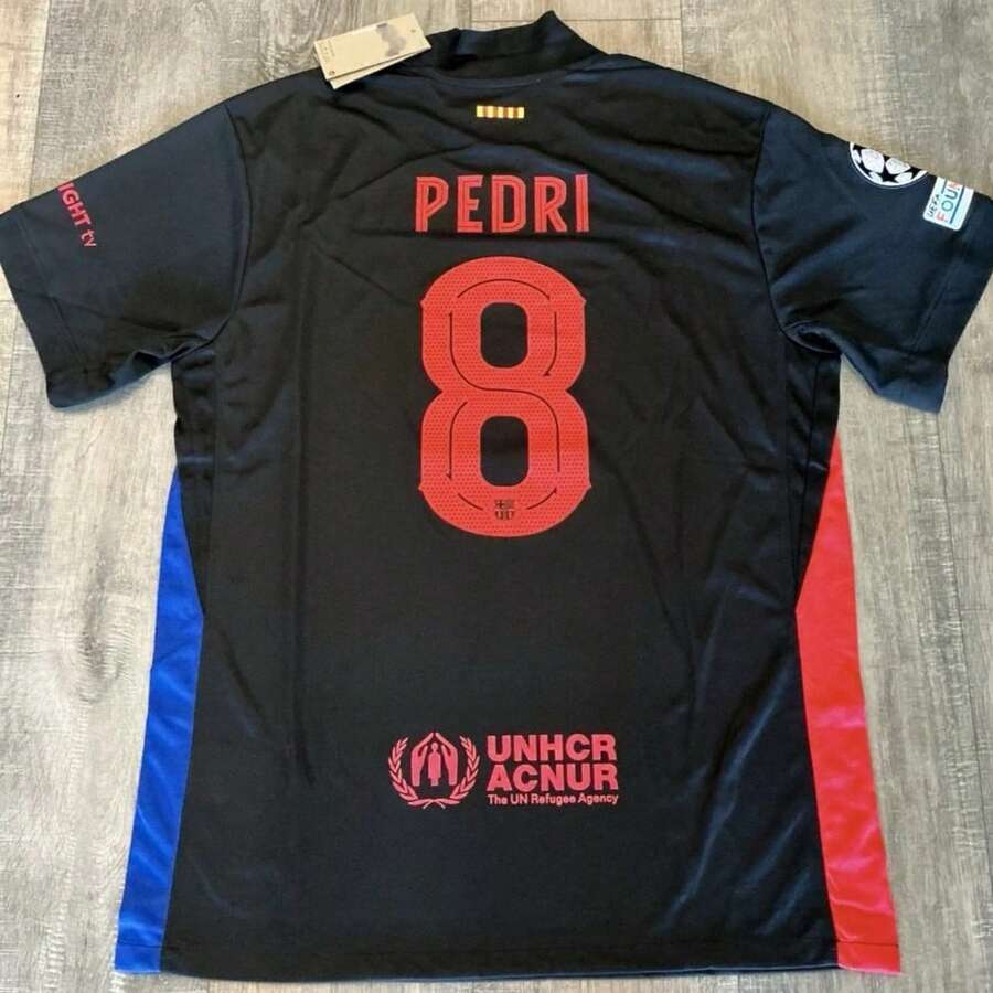 Barcelona 24/25 Away Jersey PEDRI #8 Soccer Jersey Short Sleeve Football Uniform - Black - View 1