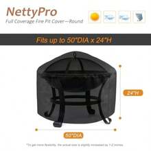 NettyPro - Funda redonda para hoguera resistente al agua 600D para chimenea tazón de fuego 50 x 24 pulgadas color negro - Negro - Ver 2