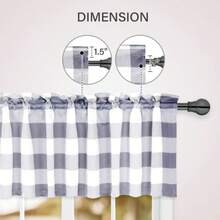 Simple Deluxe 3 Pcs Kitchen Curtains Buffalo Plaid Curtains for Windows Curtains Valance and Tier Set of 3 52" W x 15" Land26" W x 24" L White and Gray - Blanco y gris - Ver 4