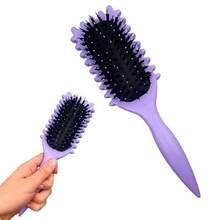 1pc Professional Curly Hair Styling Brush Curl Defining Brush With Bristle Hair Brush Comb For Barber Salon Home Use - 1 cái - màu tím - Xem 5