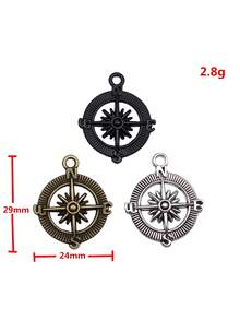 10pcs 24x29mm Compass Charms Pendant For DIY Jewelry Making Necklace Keychain Phone Chain Bracelet Making Accessories Handmade Craft Making Findings - Compass - View 2