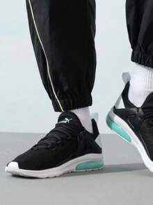 Giày chạy bộ cổ thấp PUMA Electron 2.0, kiểu dáng thường ngày, unisex, màu đen/xanh dương. - Đen và xanh - Xem 1