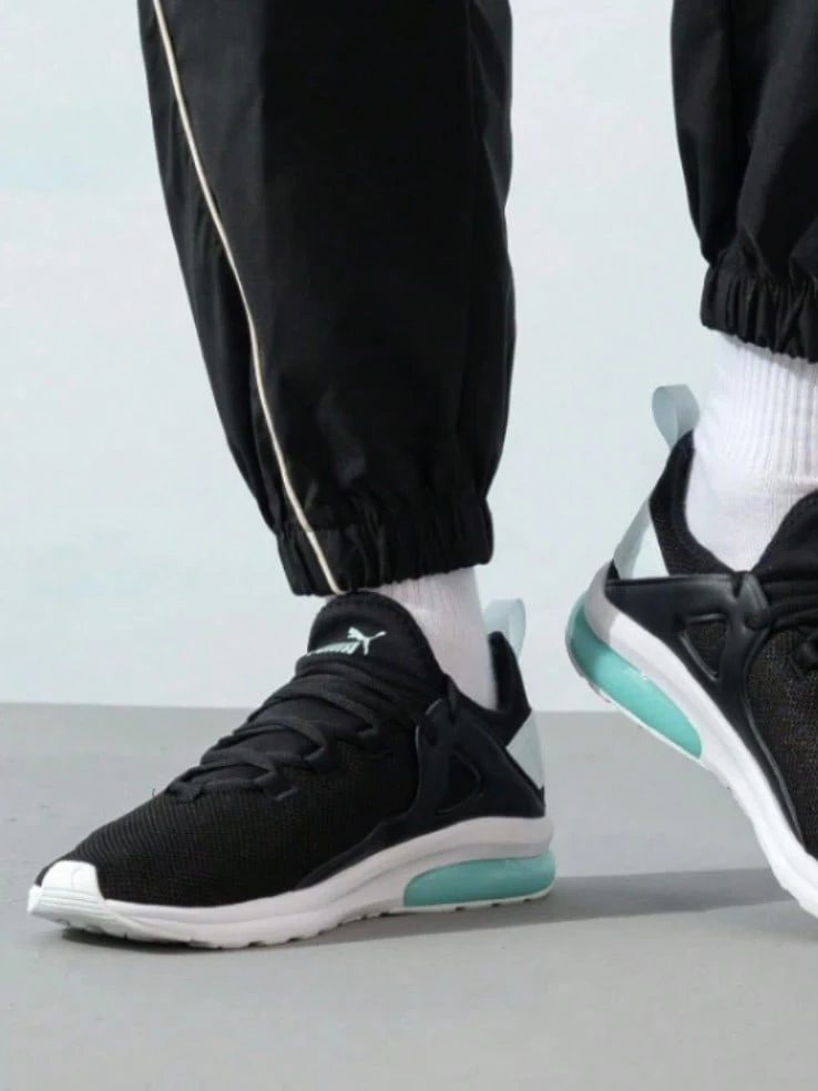 Giày chạy bộ cổ thấp PUMA Electron 2.0, kiểu dáng thường ngày, unisex, màu đen/xanh dương. - Đen và xanh - Xem 1