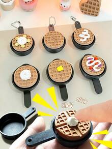 3D Frying Pan Waffle Sensory Toy, Cute Food Shaped Fidget Toy, Mini Handheld Clicker Suitable For Backpack Decor And Office Focus - Multicolor - View 1
