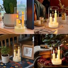 1pc LED Candle Light Set, Indoor/Outdoor Tabletop Atmosphere Lamp, Battery Powered (Batteries Not Included), Flickering Flame Night Light, Suitable For Home, Bedroom, Proposal, Christmas, Halloween, Party, Camping Decor - Candle - View 11