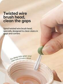 3pcs Bottle Brush Set, Expandable Sponge Cup Brush, Household & Travel Convenient 3-In-1 Cup Lid & Crevice Brush, Collapsible & Portable - Multicolor - View 6