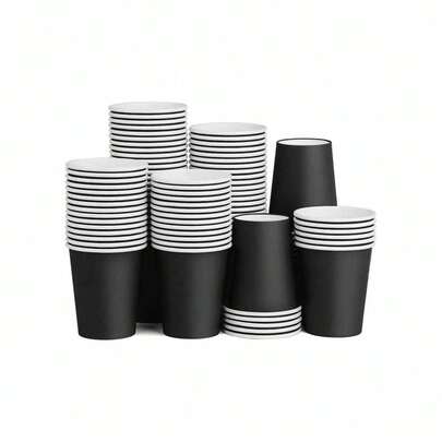 Cốc giấy đen 9oz, cốc cà phê/trà dùng cho đồ uống nóng và lạnh, thích hợp cho sinh nhật, đám cưới, tiệc tùng, ngày lễ, dã ngoại, nhà hàng, xe bán đồ ăn, nhà bếp, văn phòng, ngày Valentine và nhiều dịp khác.