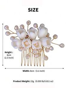1 pezzo Pettine per capelli da sposa elegante e bianco - Accessorio per capelli da sposa romantico con perle finte e cristalli - Gioiello per capelli floreale vintage per damigelle, ballo di fine anno e feste formali, Pettine per capelli da sposa con fiore 3D bianco, Fermaglio per capelli avvolto in filo d'oro con cristalli, Accessori per capelli da sposa romantici, Copricapo elegante per feste serali - Dorato - Visualizzare 6