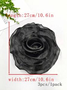 超大纯色欧根纱多层褶边布花，简约设计，适合 DIY 服装、婚纱、服装配饰 - 多色 - 查看 30