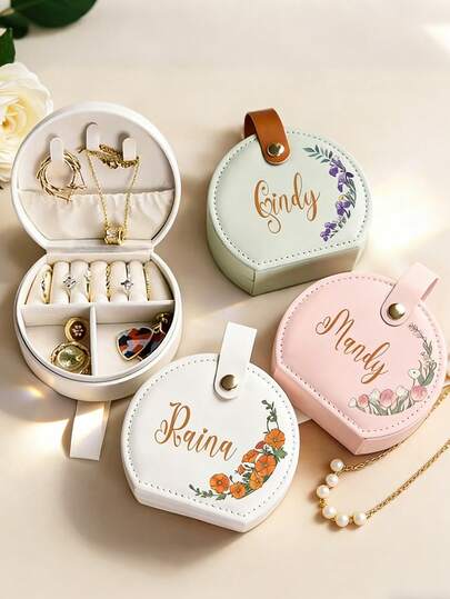 Hộp đựng trang sức thiết kế riêng với chữ và logo cá nhân hóa, hộp đựng trang sức độc đáo dành cho phù dâu, hộp đựng trang sức họa tiết hoa, hộp đựng trang sức du lịch cá nhân hóa, quà tặng cho phù dâu, quà sinh nhật, quà tặng cho bạn bè, quà tặng cho người yêu, quà tặng cho mẹ.