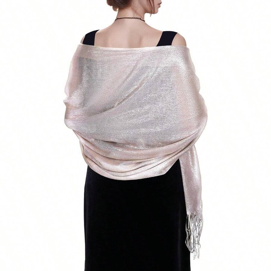 Women's Pashmina Shawls Wraps Scarf For Evening Dresses Bridal Bridesmaid Wedding Winter Large Warm Soft Silky Scarves - Skin Color - 查看 1