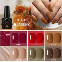 Set de 6 esmaltes de uñas FOUR LILY de 10ml, colores de temporada surtidos, kit de arte de uñas de gel UV LED - Multicolor - Ver 4