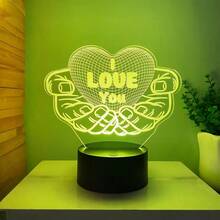 1 buc. Lumină de noapte 3D romantică "Te iubesc" - Lampă de birou acrilică alimentată prin USB - Potrivită pentru Ziua Îndrăgostiților, cerere în căsătorie, nuntă, Ziua Mamei și Ziua Tatălui - Excelentă pentru decorul dormitorului de acasă - Multicolor - Vizualizare 4