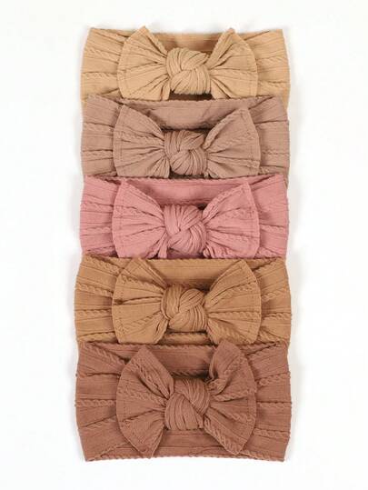 5pcs/Set Multicolor Bow Baby Headbands, Super Cute & Fashionable, Wide Design To Protect Fontanel, Breathable For All Seasons, Ideal For Photography, Gift, Casual, Home, Vacation, Sports, Retro, Elegant, Adorable