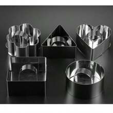 3-Inch Stainless Steel Round, Square, Triangle, Flower, Heart Shaped Cake Cutter Set (Includes 1 Pusher And 1 Mold Ring); Round Pastry Cutter, Pastry Round Ring, Mousse Mold With Pusher Ring Mold, Perforated Mousse Ring, Stainless Steel Cookie Cutter - Silver - View 6