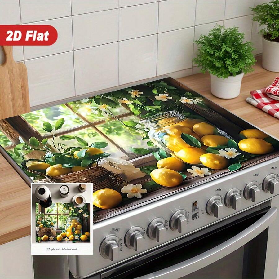 1pc, 2D Rubber Furnace Cover Pad, With Non-Slip And Heat-Resistant Synthetic Surface, Is Suitable For Glass Electric Furnace, With Scratch-Proof Function, And Can Be Used As Oven, Washing Machine And Dryer.