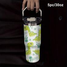 1pc/5pcs 30oz Cute Dinosaur Stainless Steel Insulated Tumbler, Ideal For Children's Day, Theme Parties, Birthdays And Other Holiday Gifts - Multicolor - View 2