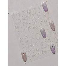 1pc 5D Crystal Diamond Nail Sticker, Pink Swan Flower Frame Butterfly Pattern, Self-Adhesive Nail Art Sticker, Cute DIY Decorative Accessory Nails Nail Stickers - Multicolor-4 - View 7