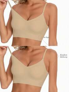 Women's Seamless Backless Bra, Backless Design, Sexy Summer Bra, Bridal Bra, Comes With 3 Adjustable Shoulder Straps, Comfortable & Breathable, Suitable For Weddings, Formal Occasions, Pairing With Camisoles - Khaki - View 6