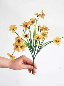 12/6/1pc Artificial Flowers, Suitable For Outdoor Use, Yellow Artificial Flowers, Suitable For Room Decoration, Spring Decoration, Artificial Flower Garden Centerpiece, Home Vase Decoration, Dining Room, Bedroom, Outdoor Garden Flower Arrangement, Photography Prop, Windowsill Flower Arrangement, Mother's Day, Room Decoration - Multicolor - View 10
