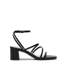 Fashion Chunky Low Heel Summer Sandals For Teenagers Thin Strap Square Open Toe Heeled Sandals For Party Wedding Evening - 黑色 - 查看 3