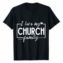 Camiseta con Estampado "I Love My Church Family" para Mujer, Talla Grande. - Negro - Ver 6