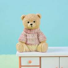 Cute Teddy Bear Statues With Knitted Sweaters, Small Resin Ornaments For Desk & Shelf - A - View 18