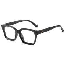 Unique Square Glasses, Round Retro Artistic Flat Lenses, Simple Plain Eyeglass Frames - 亮黑白平 - 查看 3