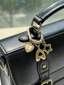 Gold Bubble Letter A-Z Keychains For Women, Cute Letter Accessories With Heart And Hollow Star Pendant, Shiny Metal Letter Keychains, Personalized Bag Decoration, Handbag Backpack Wallet Charm, Car Key Chain Decor. Suitable For Daily Use. - Multicolor - View 3