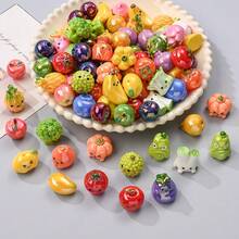 5/10pcs Assorted Resin Fruit & Vegetable Beads, Random Bright Multicolor Small Decorative Beads, Suitable For Decorations, DIY Jewelry Making And Holiday Party Accessories - Multicolor - View 2