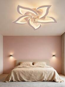 Stylish White Ceiling Fan Light With 5 Petal Blades, Dimmable Lighting & Adjustable Fan Speed For Home - one-size - View 2