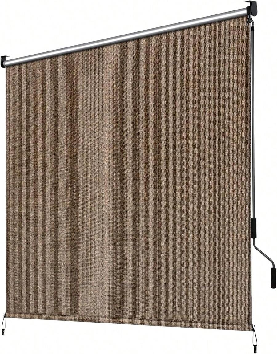 HDPE Shade Cloth For Vertical Awning, Aluminum Tube With Wireless Crank Operation, Vertical Awning, HDPE Shade Cloth For Patio Pergola, Balcony Awning - 咖啡色 - 查看 1