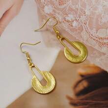 Minimalist Retro Metal Pendant Earrings, Handmade Bohemian Style Jewelry, Exquisite Jewelry Gift, Surprise Gift For Her - Gold - View 2