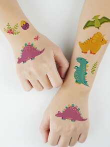 10张110种图案，卡通恐龙纹身贴纸，可爱恐龙防水临时纹身贴纸，身体手臂彩绘趣味贴纸，可持续2-5天 - 彩色 - 查看 7