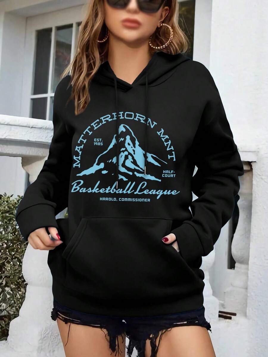 Women's Hoodies Matterhorn Basketball League Big Size Women Hoodie Disneyland Harold Matterhorn Bobsleds Matterhorn Mountain Mountain Jacket - màu đen - Xem 1