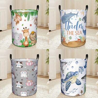 1PC Animals/Fish Sea Turtles Sharks/Cat Baby Basket Ocean Coral Seaweed Starfish Toy Bookshelf Basket Pool Toys Beach Towel Storage Box Dirty Laundry Laundry Basket