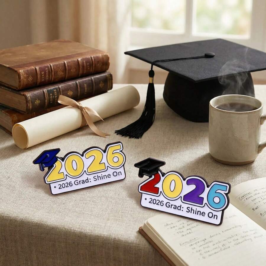 2026 Grad; Shine On Creative Graduation Style, Fashionable Exquisite Brooch Apparel Accessory Graduation Gift, Wave Goodbye To Youth, Embark On The Future - Multicolor - View 1