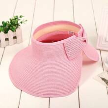 可折叠卷边宽檐女士遮阳帽，适合海滩和扎马尾辫，UPF防晒旅行草帽 - 彩色 - 查看 7