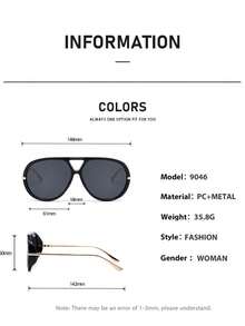 Women's Retro Oversized Round Aviator Glasses, European And American Fashion, Y2K Vintage Basic Style, Classic Shield Frame, Outdoor Travel Street Style Accessory, Suitable For Autumn/Winter Beach Outfit, Business Casual Gift - Multicolor - View 2