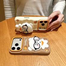 Ốp lưng điện thoại silicon mềm hình gấu hoạt hình 3D ngộ nghĩnh cho iPhone 17 Pro Max, 16 Pro, 15 Pro Max, 14 Pro, 13, 12, 11, ốp bảo vệ chống rơi vỡ dễ thương. - màu nâu - Xem 2