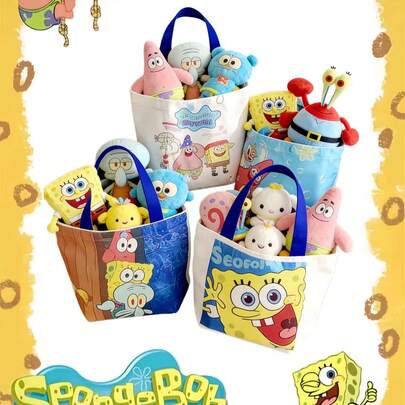 SpongeBob SquarePants SquarePants, , Squidward Tentacles, Sandy Cheeks, Eugene H. Krabs, And Gary Character-Themed New Canvas Bags, Cartoon Canvas Tote Bags As Holiday Gifts. Tote Bags For Students And Classes. Reusable And Exquisite Tote Bags. Pure Cotton Cute Tote Bags, Suitable For Carrying Books, Shopping And Groceries. Pictures Are For Display Only; The Actual Product Shall Prevail.