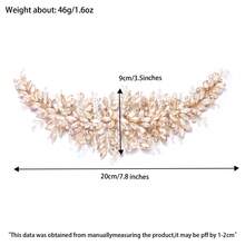 1pc Champagne Crystal Bridal Headband, Leaf Rhinestone Hair Accessory, Silver Wedding Party Luxury Bride Headpiece Gift - Champagne - View 7