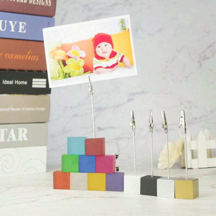 10 Pieces Place Card Holders Silver Note Postcard Business Card Message Card Sticky Note Holders - Multicolor - View 1