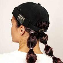 1pcs Men & Women Letter Label Landlord Cap, Casual Basic Outdoor Sports Docker Hat For Men, All-Match Modern Clothes Accessories For Daily Used - 黑色 - 查看 6