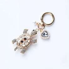 1个创意可爱水钻海洋海龟钥匙扣，合金水晶动物钥匙圈，适用于汽车 - 彩色 - 查看 6