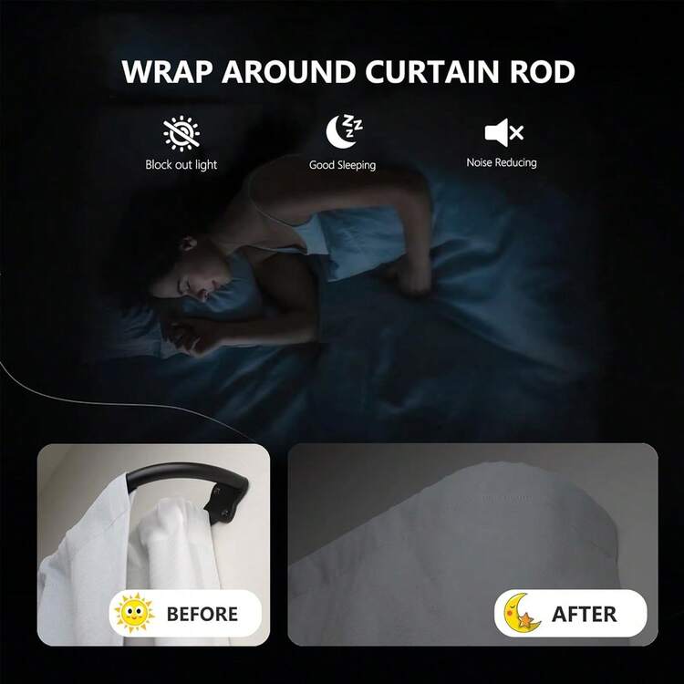 Thanh treo rèm đôi màu đen, dài từ 40 đến 165 inch, thanh treo rèm chống nắng dạng quấn quanh cho cửa sổ, thanh treo rèm đôi có thể điều chỉnh độ dày 3/4 inch, dễ lắp đặt và điều chỉnh được, thanh đôi cong ghép nối chắc chắn, chống nắng, hoàn toàn bằng kim loại, khung nhôm. - Tấm che nắng hai lớp - màu đen - Xem 5