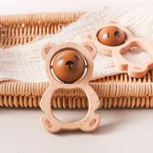 Wooden Rolling Bear Rattle, Baby Rattle Drum Toy, Changing Face Bear Hand Rattle, Infant Sound Toy To Enhance Baby's Auditory Sensitivity - Multicolor - View 11