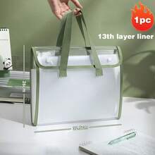 Túi đựng hồ sơ xếp ly bằng nhựa PVC có tay cầm, 13 ngăn đựng vừa phong bì A4, hộp đựng tài liệu nhiều lớp trong suốt, thích hợp cho gia đình, trường học, văn phòng. - Mảnh duy nhất - Xem 11