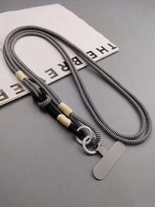 Adjustable Floral Braided Phone Lanyard - Dual Use As Cross-Body Bag And Wrist Strap, Vivid Color, Durable Nylon, Fits All Phones, Suitable For Outdoor Activities, Phone Lanyard With Random Color Metal Clasp - 黑灰色漣漪 - 查看 3