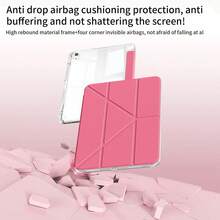 DANYCASE 透明后盖保护套，带折叠支架，适用于 iPad A16 2025 Air 11 13 M2 M3 Air 第四代 Air 第五代 第十代 10.9 英寸、Pro 11 英寸、Pro 12.9 英寸 - 西瓜紅 - 查看 5